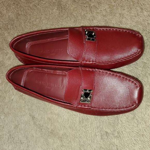 Authentic Louis Vuitton Red Leather Loafers Sz 38 - Picture 5 of 6